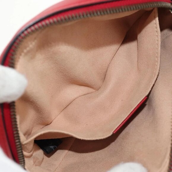 GUCCI GG Marmont Waist Bag Leather Red Gold 476434 Auth 146076V - Picture 13 of 16